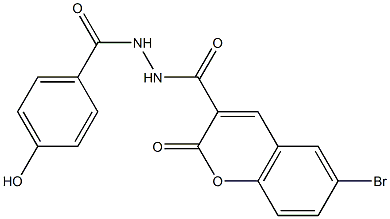 6-bromo-N'-(4-hydroxybenzoyl)-2-oxo-2H-chromene-3-carbohydrazide Struktur