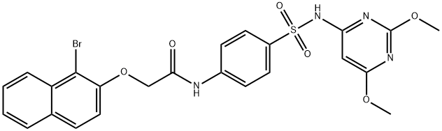 2-[(1-bromo-2-naphthyl)oxy]-N-(4-{[(2,6-dimethoxy-4-pyrimidinyl)amino]sulfonyl}phenyl)acetamide Struktur