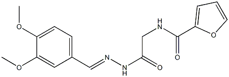 N-{2-[2-(3,4-dimethoxybenzylidene)hydrazino]-2-oxoethyl}-2-furamide Struktur