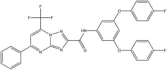 N-[3,5-bis(4-fluorophenoxy)phenyl]-5-phenyl-7-(trifluoromethyl)[1,2,4]triazolo[1,5-a]pyrimidine-2-carboxamide Struktur