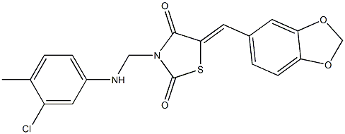 5-(1,3-benzodioxol-5-ylmethylene)-3-[(3-chloro-4-methylanilino)methyl]-1,3-thiazolidine-2,4-dione Struktur