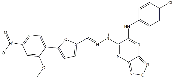 5-{4-nitro-2-methoxyphenyl}-2-furaldehyde [6-(4-chloroanilino)[1,2,5]oxadiazolo[3,4-b]pyrazin-5-yl]hydrazone Struktur