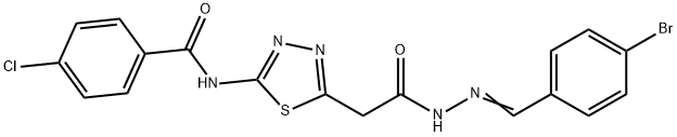 N-(5-{2-[2-(4-bromobenzylidene)hydrazino]-2-oxoethyl}-1,3,4-thiadiazol-2-yl)-4-chlorobenzamide Struktur