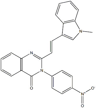 3-{4-nitrophenyl}-2-[2-(1-methyl-1H-indol-3-yl)vinyl]-4(3H)-quinazolinone Struktur