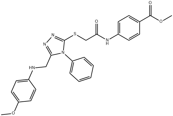 methyl 4-{[({5-[(4-methoxyanilino)methyl]-4-phenyl-4H-1,2,4-triazol-3-yl}sulfanyl)acetyl]amino}benzoate Struktur