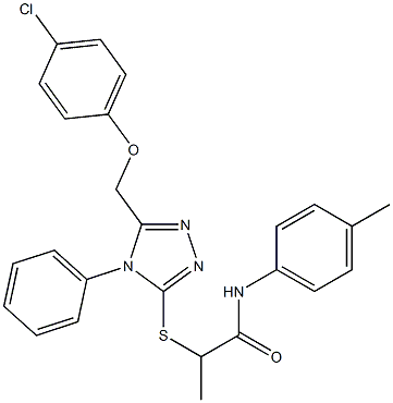 2-({5-[(4-chlorophenoxy)methyl]-4-phenyl-4H-1,2,4-triazol-3-yl}sulfanyl)-N-(4-methylphenyl)propanamide Struktur