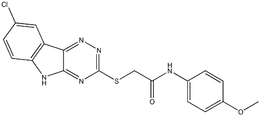 2-[(8-chloro-5H-[1,2,4]triazino[5,6-b]indol-3-yl)sulfanyl]-N-[4-(methyloxy)phenyl]acetamide Struktur