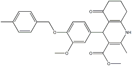 methyl 4-{3-methoxy-4-[(4-methylbenzyl)oxy]phenyl}-2-methyl-5-oxo-1,4,5,6,7,8-hexahydro-3-quinolinecarboxylate Struktur