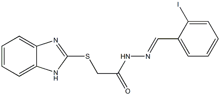 2-(1H-benzimidazol-2-ylsulfanyl)-N'-(2-iodobenzylidene)acetohydrazide Struktur