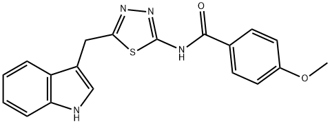 N-[5-(1H-indol-3-ylmethyl)-1,3,4-thiadiazol-2-yl]-4-methoxybenzamide Struktur