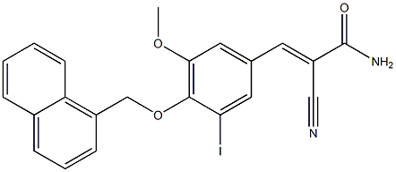 2-cyano-3-[3-iodo-5-methoxy-4-(1-naphthylmethoxy)phenyl]acrylamide Struktur