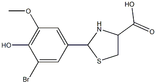 2-(3-bromo-4-hydroxy-5-methoxyphenyl)-1,3-thiazolidine-4-carboxylic acid Struktur