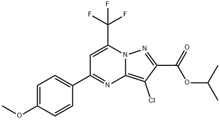 isopropyl 3-chloro-5-(4-methoxyphenyl)-7-(trifluoromethyl)pyrazolo[1,5-a]pyrimidine-2-carboxylate Struktur