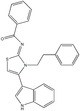 N-(4-(1H-indol-3-yl)-3-(2-phenylethyl)-1,3-thiazol-2(3H)-ylidene)benzamide Struktur