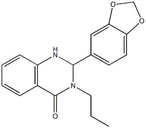 2-(1,3-benzodioxol-5-yl)-3-propyl-2,3-dihydro-4(1H)-quinazolinone Struktur