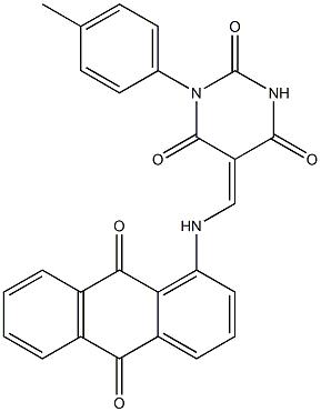 5-{[(9,10-dioxo-9,10-dihydro-1-anthracenyl)amino]methylene}-1-(4-methylphenyl)-2,4,6(1H,3H,5H)-pyrimidinetrione Struktur