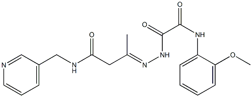 3-{[(2-methoxyanilino)(oxo)acetyl]hydrazono}-N-(3-pyridinylmethyl)butanamide Struktur