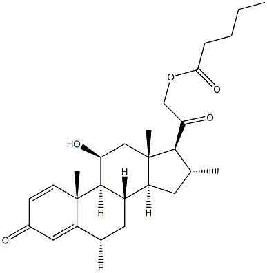 6 alpha-Fluoro-11 beta-hydroxy-16 alpha-methyl-21-valeryloxy-1,4-pregnadiene-3,20-dione Struktur