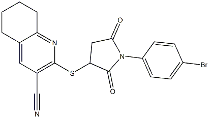 2-{[1-(4-bromophenyl)-2,5-dioxopyrrolidin-3-yl]thio}-5,6,7,8-tetrahydroquinoline-3-carbonitrile Struktur