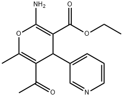 ethyl 5-acetyl-2-amino-6-methyl-4-pyridin-3-yl-4H-pyran-3-carboxylate Struktur