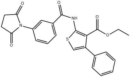 ethyl 2-{[3-(2,5-dioxopyrrolidin-1-yl)benzoyl]amino}-4-phenylthiophene-3-carboxylate Struktur