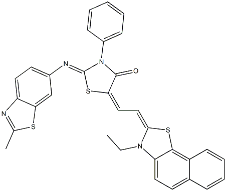 5-[2-(3-ethylnaphtho[2,1-d][1,3]thiazol-2(3H)-ylidene)ethylidene]-2-[(2-methyl-1,3-benzothiazol-6-yl)imino]-3-phenyl-1,3-thiazolidin-4-one Struktur