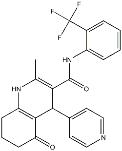 2-methyl-5-oxo-4-(4-pyridinyl)-N-[2-(trifluoromethyl)phenyl]-1,4,5,6,7,8-hexahydro-3-quinolinecarboxamide Struktur