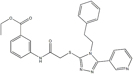 ethyl 3-[({[4-(2-phenylethyl)-5-(3-pyridinyl)-4H-1,2,4-triazol-3-yl]sulfanyl}acetyl)amino]benzoate Struktur