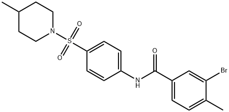 3-bromo-4-methyl-N-{4-[(4-methyl-1-piperidinyl)sulfonyl]phenyl}benzamide Struktur