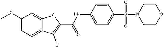 3-chloro-6-methoxy-N-[4-(4-morpholinylsulfonyl)phenyl]-1-benzothiophene-2-carboxamide Struktur