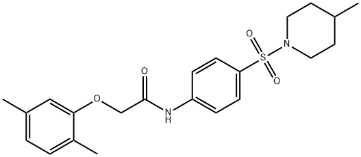 2-(2,5-dimethylphenoxy)-N-{4-[(4-methyl-1-piperidinyl)sulfonyl]phenyl}acetamide Struktur