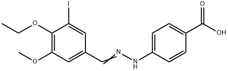 4-[2-(4-ethoxy-3-iodo-5-methoxybenzylidene)hydrazino]benzoic acid Struktur