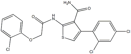 2-{[(2-chlorophenoxy)acetyl]amino}-4-(2,4-dichlorophenyl)-3-thiophenecarboxamide Struktur