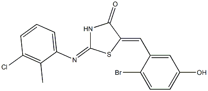 5-(2-bromo-5-hydroxybenzylidene)-2-[(3-chloro-2-methylphenyl)imino]-1,3-thiazolidin-4-one Struktur