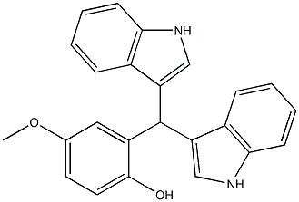 2-[di(1H-indol-3-yl)methyl]-4-methoxyphenol Struktur