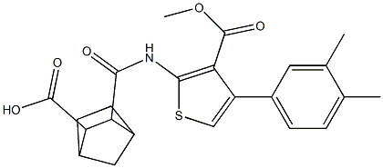 3-({[4-(3,4-dimethylphenyl)-3-(methoxycarbonyl)-2-thienyl]amino}carbonyl)bicyclo[2.2.1]heptane-2-carboxylic acid Struktur