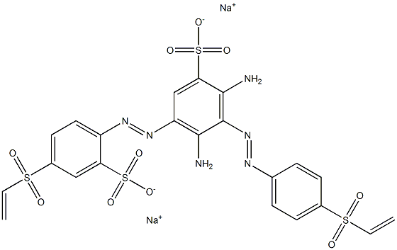 Disodium 2,4-diamino-3-{[4-(ethenylsulfonyl)phenyl]diazenyl}-5-{[4-(ethenylsulfonyl)-2-sulfonatophenyl]diazenyl}benzenesulfonate Struktur