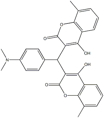 3-[[4-(dimethylamino)phenyl](4-hydroxy-8-methyl-2-oxo-2H-chromen-3-yl)methyl]-4-hydroxy-8-methyl-2H-chromen-2-one Struktur