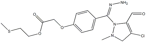 2-(methylsulfanyl)ethyl (4-{2-[(4-chloro-1-methyl-1H-pyrazol-3-yl)carbonyl]carbohydrazonoyl}phenoxy)acetate Struktur