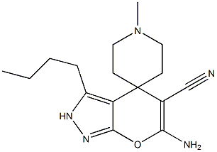 6-amino-3-butyl-1'-methyl-2,4-dihydrospiro(pyrano[2,3-c]pyrazole-4,4'-piperidine)-5-carbonitrile Struktur