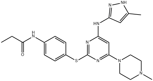 N-(4-(4-(3-Methyl-1H-pyrazol-5-ylaMino)-6-(4-Methylpiperazin-1-yl)pyriMidin-2-ylthio)phenyl)propionaMide Struktur