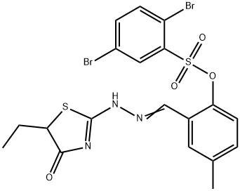 2-[2-(5-ethyl-4-oxo-1,3-thiazolidin-2-ylidene)carbohydrazonoyl]-4-methylphenyl 2,5-dibromobenzenesulfonate Struktur