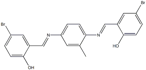 4-bromo-2-[({4-[(5-bromo-2-hydroxybenzylidene)amino]-2-methylphenyl}imino)methyl]phenol Struktur