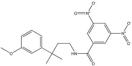 3,5-dinitro-N-[3-(3-methoxyphenyl)-3-methylbutyl]benzamide Struktur