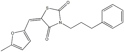 5-[(5-methyl-2-furyl)methylene]-3-(3-phenylpropyl)-1,3-thiazolidine-2,4-dione Struktur