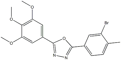 2-(3-bromo-4-methylphenyl)-5-(3,4,5-trimethoxyphenyl)-1,3,4-oxadiazole Struktur