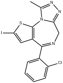 4-(2-Chlorophenyl)-2-iodo-9-methyl-6H-thieno[3,2-f][1,2,4]triazolo[4,3-a][1,4]diazepine Struktur