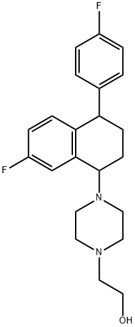 2-{4-[7-fluoro-4-(4-fluorophenyl)-1,2,3,4-tetrahydro-1-naphthalenyl]-1-piperazinyl}ethanol Struktur