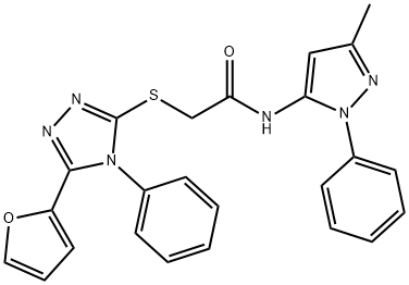 2-{[5-(2-furyl)-4-phenyl-4H-1,2,4-triazol-3-yl]sulfanyl}-N-(3-methyl-1-phenyl-1H-pyrazol-5-yl)acetamide Struktur