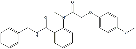 N-benzyl-2-[[2-(4-methoxyphenoxy)acetyl](methyl)amino]benzamide Struktur